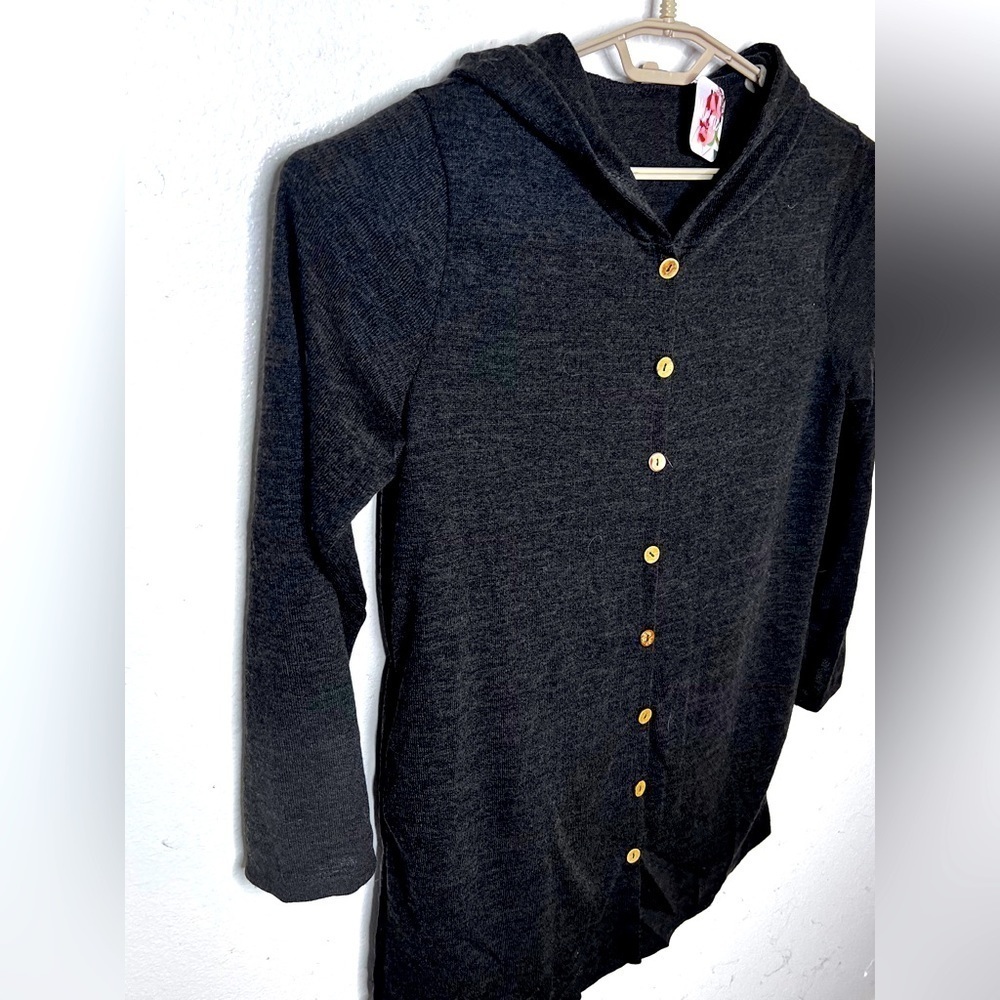 Shop Basic USA cardigan button front sweater with hood. Size XL. New with Tag.